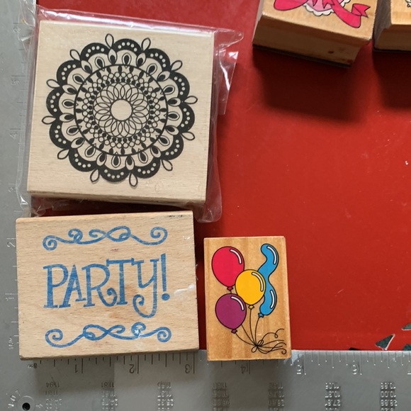 Hearts Valentine Party Strawberry Rose Rubber Stamps 9 Pc - Picture 6 of 6